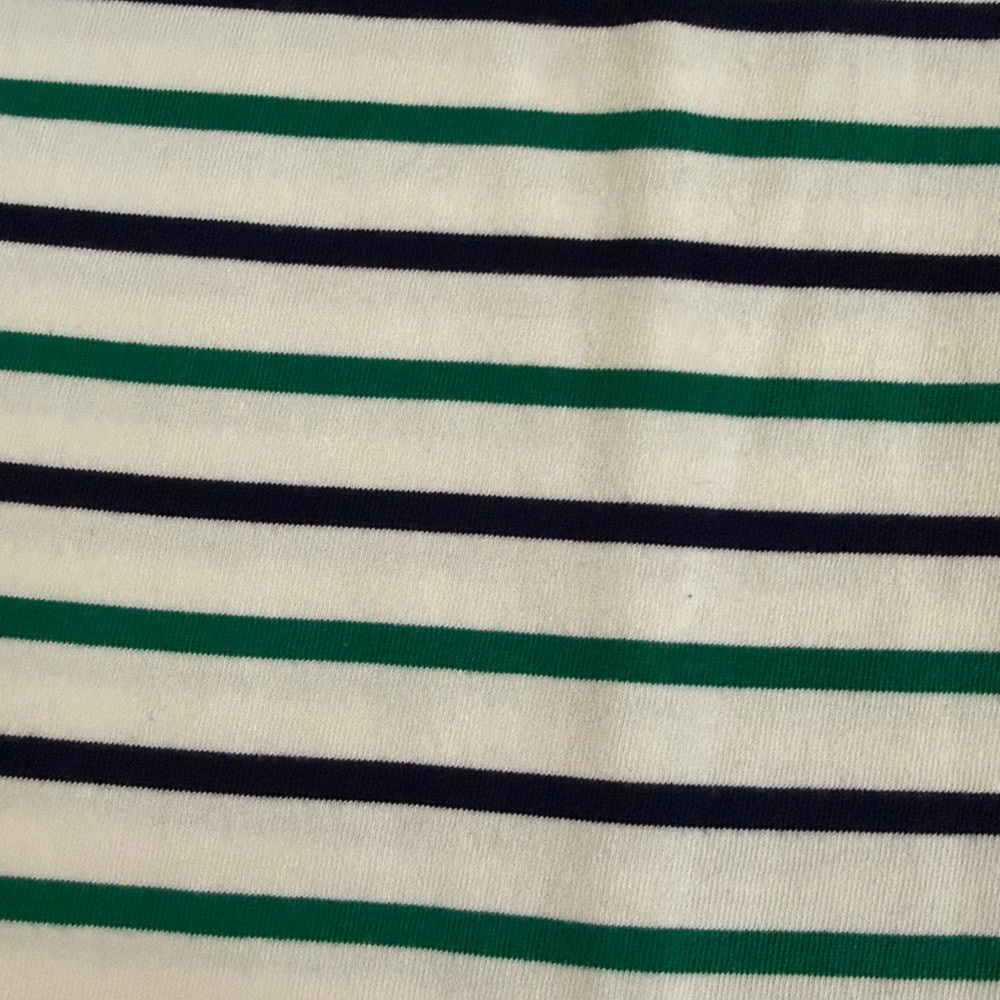 J. Crew Boat Neck White Top with Green & Black Stripes - Long Sleeve - Picture 3 of 6
